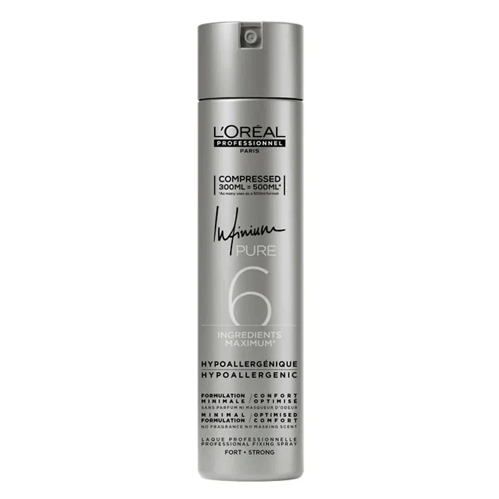 L'Oréal Professionnel Infinium Pure Extra Fort Laca 300ml de fijación extrema instantánea y acabado profesional sin fragancia