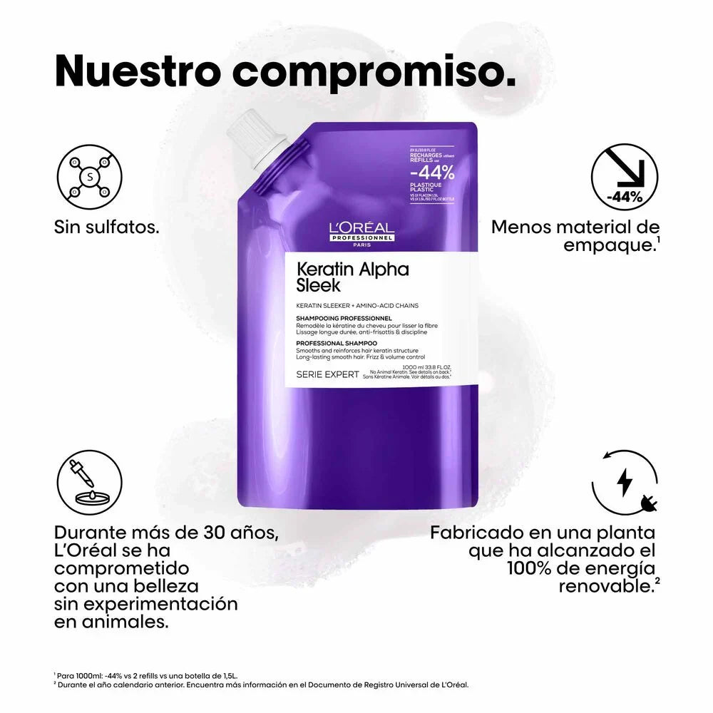 L'Oréal Professionnel Pro Keratin Alpha Sleek Shampoo Refill 1000ml
