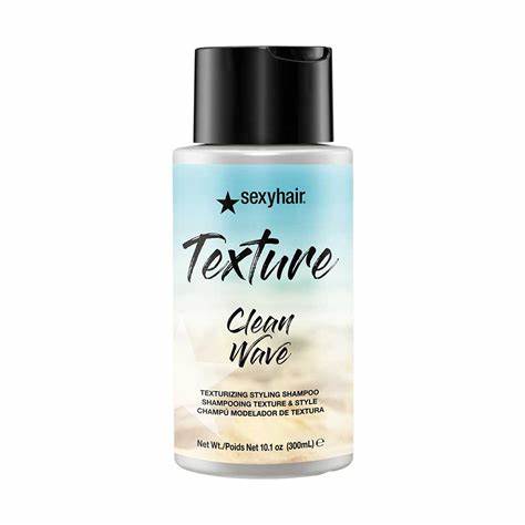Sexy Hair Clean Wave Shampoo Texturizante 300ml para ondas con volumen y movimiento natural en envase profesional.