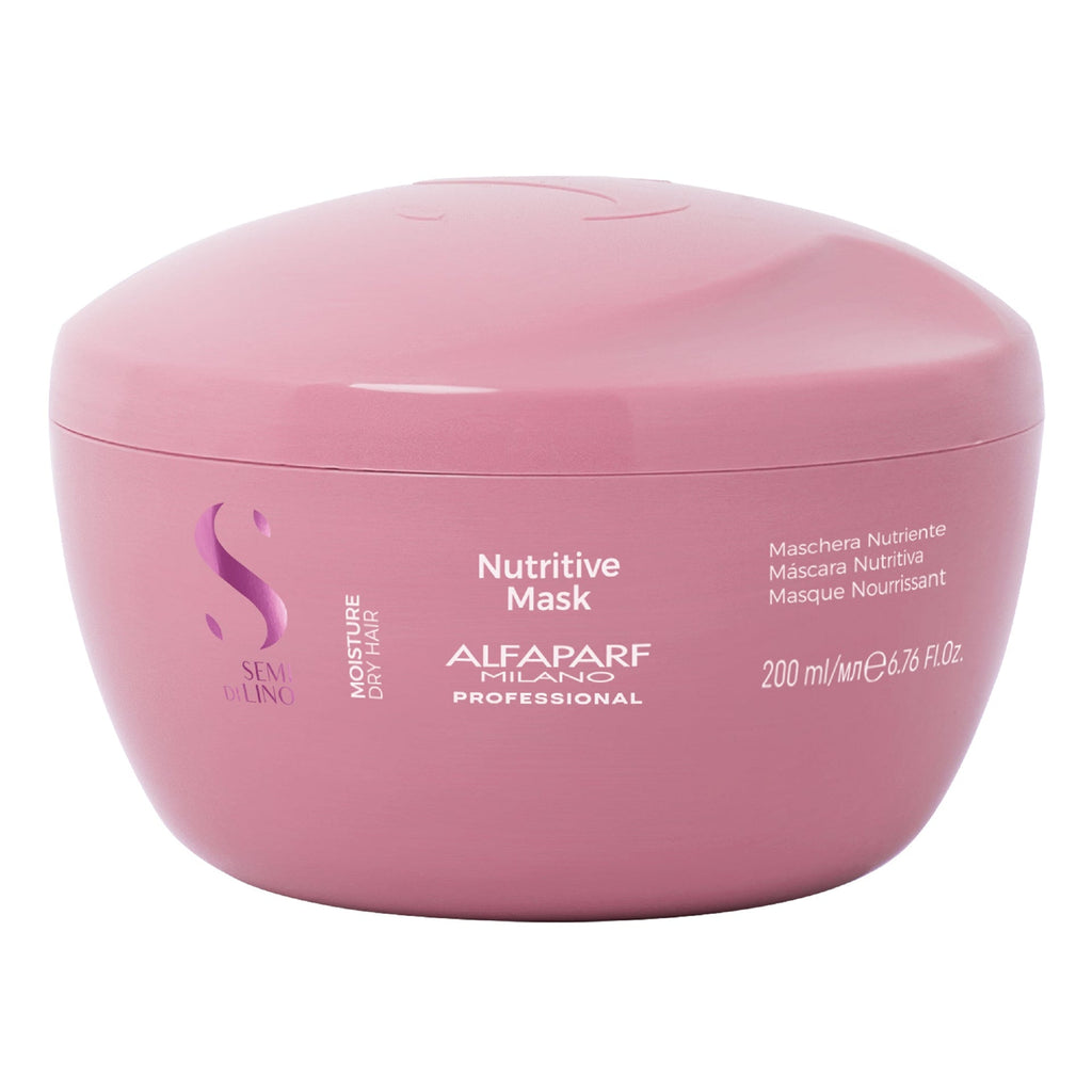 Alfaparf Milano Semi di Lino Moisture Mascarilla Nutritiva 200ml para hidratación profunda y brillo en cabello seco