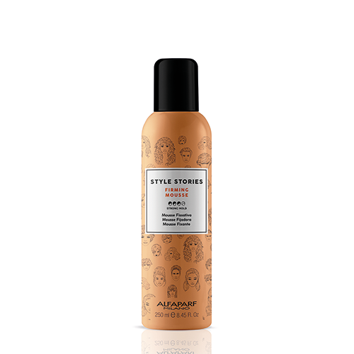 Alfaparf Milano Style Stories Firming Mousse 250ml espuma de fijación fuerte para volumen y definición profesional del cabello
