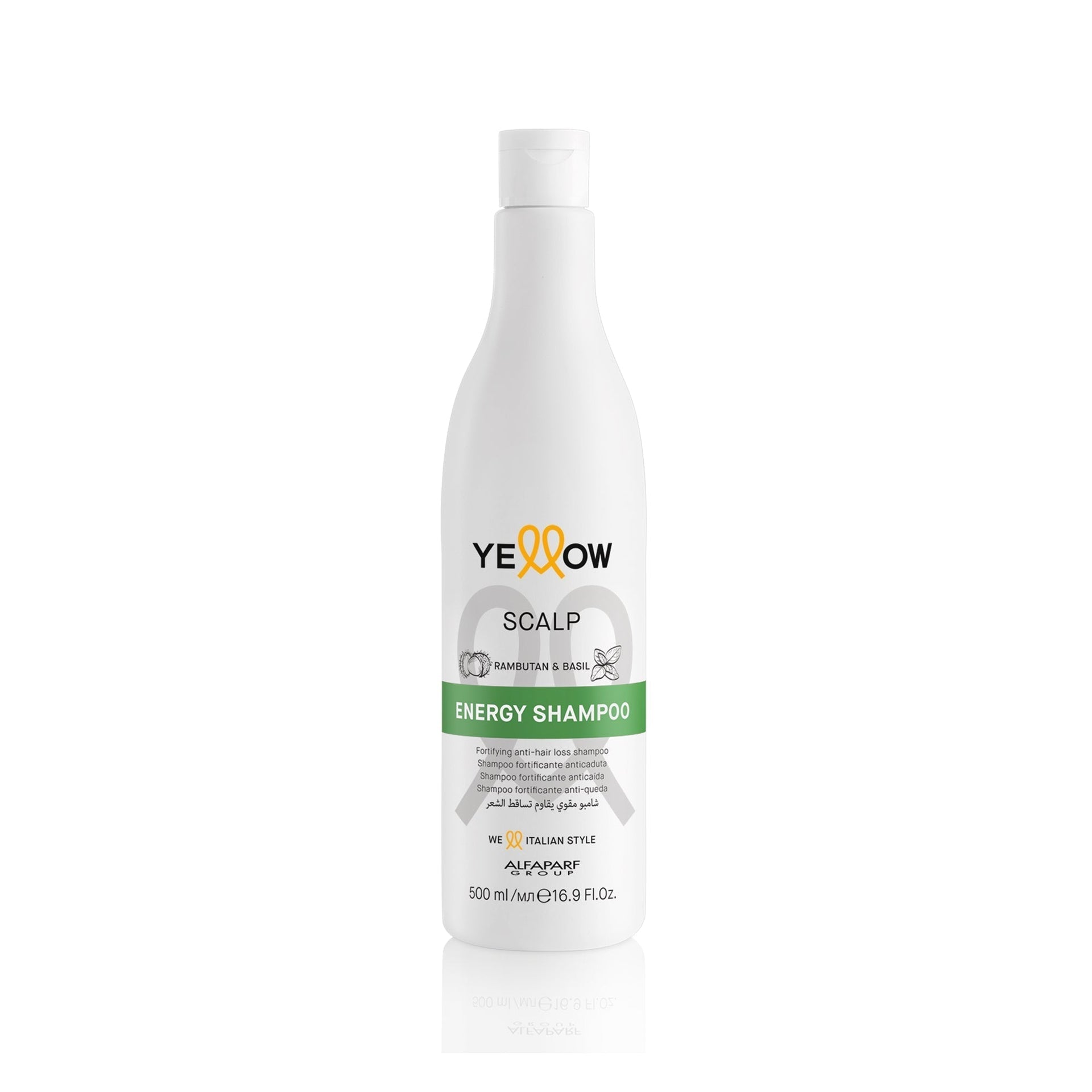 Yellow Scalp Energy Shampoo 500ml tratamiento fortalecedor anticaída para cabello débil y cuero cabelludo sin energía