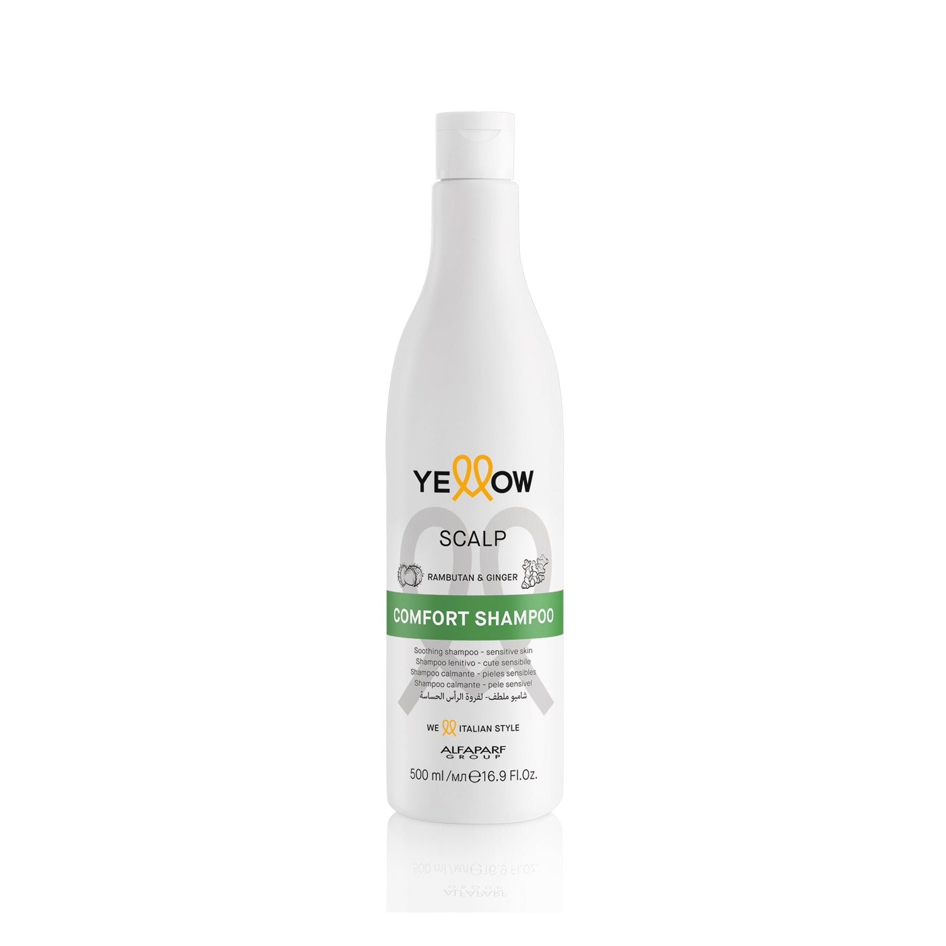 Yellow Scalp Comfort Shampoo 500ml limpieza ultra suave para alivio inmediato y equilibrio del cuero cabelludo sensible
