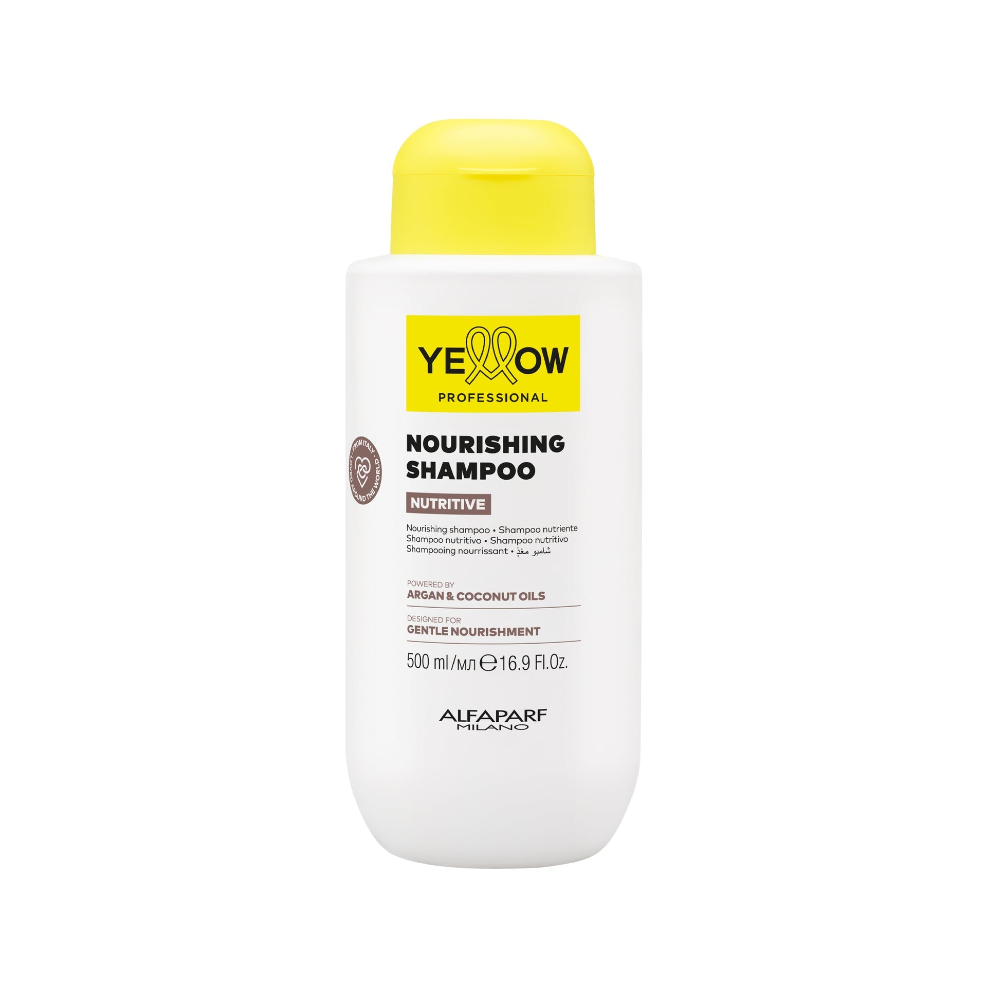 Yellow Nutritive Nourishing Shampoo 500ml de nutrición profunda con argán y coco para cabello muy seco o dañado