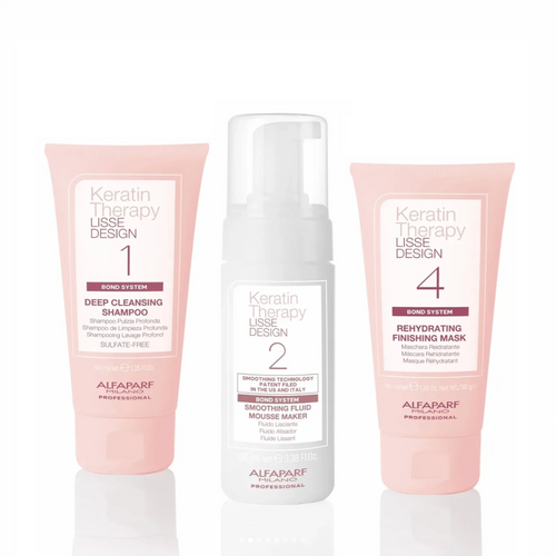 Alfaparf Milano Keratin Therapy Lisse Design Kit de Tratamiento Alisador 4 piezas para un liso perfecto y sin frizz profesional