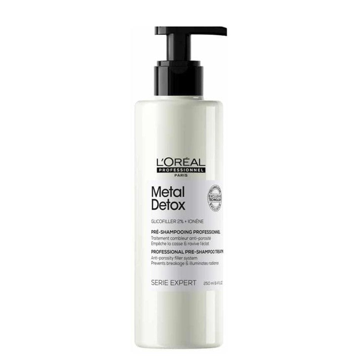 L'Oréal Professionnel Metal Detox Tratamiento Pre Shampoo de 250ml protector anti-porosidad para antes del lavado profesional