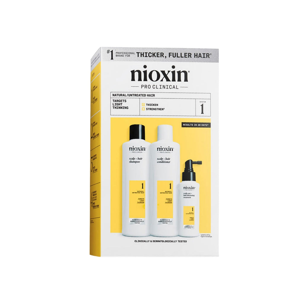 Nioxin Sistema #1 Kit Anticaída Cabello Natural 150 ml Tratamiento Completo de 3 Pasos para Densidad Capilar