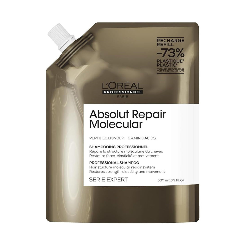 L'Oréal Professionnel Absolut Repair Molecular Shampoo Refill 500ml para Reparación Capilar Profunda de Cabello Dañado