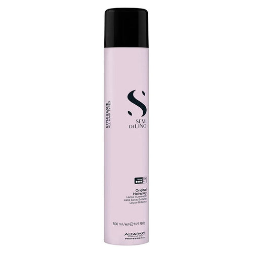 Alfaparf Milano Semi di Lino StyleeCare Laca Original 500ml con fijación fuerte y brillo para un acabado profesional sin residuos