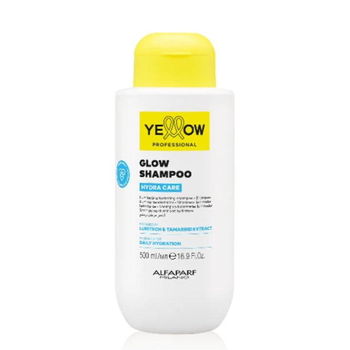 Yellow Hydra Care Glow Shampoo 500 ml para una hidratación profunda y brillo intenso en el cabello seco o deshidratado