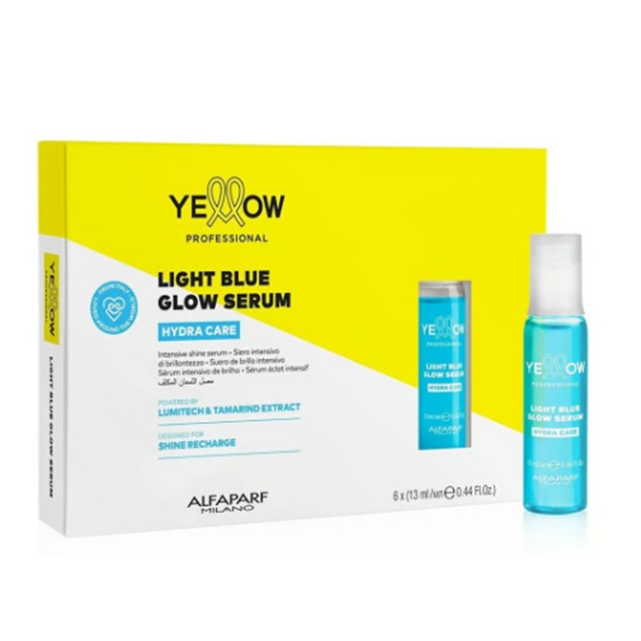 Yellow Light Blue Glow Serum Ampolletas 6x13 ml concentrado iluminador para un brillo radiante instantáneo en el cabello